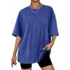 imageTrendy Queen Womens Fashion Workout T Shirts Athletic Plus Size Tops Summer Trendy Clothes 2025 Short Sleeve Spring TeeRoyalblue