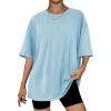 imageTrendy Queen Womens Fashion Workout T Shirts Athletic Plus Size Tops Summer Trendy Clothes 2025 Short Sleeve Spring TeeSkyblue