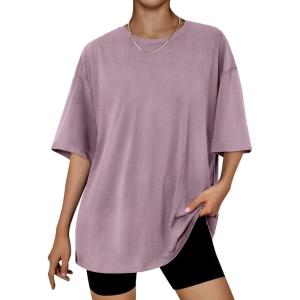 imageTrendy Queen Womens Fashion Workout T Shirts Athletic Plus Size Tops Summer Trendy Clothes 2025 Short Sleeve Spring TeeDarkpink