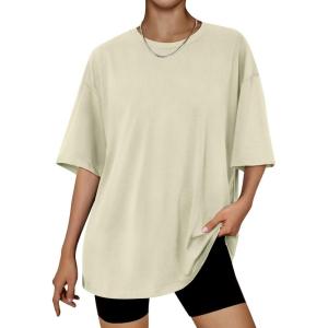 imageTrendy Queen Womens Fashion Workout T Shirts Athletic Plus Size Tops Summer Trendy Clothes 2025 Short Sleeve Spring TeeLightyellow