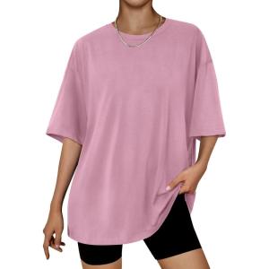 imageTrendy Queen Womens Fashion Workout T Shirts Athletic Plus Size Tops Summer Trendy Clothes 2025 Short Sleeve Spring TeePink