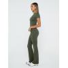 imageTrendy Queen Lounge Sets For Women 2 Piece Casual Y2K Outfits Short Sleeve Cropped Tops Fold Over Flare Pants TracksuitsArmygreen
