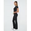 imageTrendy Queen Lounge Sets For Women 2 Piece Casual Y2K Outfits Short Sleeve Cropped Tops Fold Over Flare Pants TracksuitsBlack