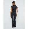 imageTrendy Queen Lounge Sets For Women 2 Piece Casual Y2K Outfits Short Sleeve Cropped Tops Fold Over Flare Pants TracksuitsBlack