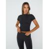 imageTrendy Queen Lounge Sets For Women 2 Piece Casual Y2K Outfits Short Sleeve Cropped Tops Fold Over Flare Pants TracksuitsBlack