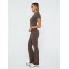 imageTrendy Queen Lounge Sets For Women 2 Piece Casual Y2K Outfits Short Sleeve Cropped Tops Fold Over Flare Pants TracksuitsBrown