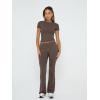 imageTrendy Queen Lounge Sets For Women 2 Piece Casual Y2K Outfits Short Sleeve Cropped Tops Fold Over Flare Pants TracksuitsBrown