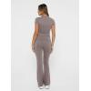 imageTrendy Queen Lounge Sets For Women 2 Piece Casual Y2K Outfits Short Sleeve Cropped Tops Fold Over Flare Pants TracksuitsCoffeegrey