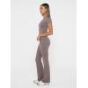 imageTrendy Queen Lounge Sets For Women 2 Piece Casual Y2K Outfits Short Sleeve Cropped Tops Fold Over Flare Pants TracksuitsCoffeegrey