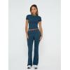 imageTrendy Queen Lounge Sets For Women 2 Piece Casual Y2K Outfits Short Sleeve Cropped Tops Fold Over Flare Pants TracksuitsDarkblue