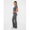 imageTrendy Queen Lounge Sets For Women 2 Piece Casual Y2K Outfits Short Sleeve Cropped Tops Fold Over Flare Pants TracksuitsDarkgrey