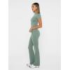 imageTrendy Queen Lounge Sets For Women 2 Piece Casual Y2K Outfits Short Sleeve Cropped Tops Fold Over Flare Pants TracksuitsGrassgreen
