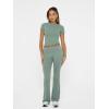 imageTrendy Queen Lounge Sets For Women 2 Piece Casual Y2K Outfits Short Sleeve Cropped Tops Fold Over Flare Pants TracksuitsGrassgreen