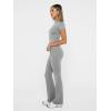 imageTrendy Queen Lounge Sets For Women 2 Piece Casual Y2K Outfits Short Sleeve Cropped Tops Fold Over Flare Pants TracksuitsGrey