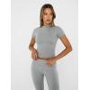 imageTrendy Queen Lounge Sets For Women 2 Piece Casual Y2K Outfits Short Sleeve Cropped Tops Fold Over Flare Pants TracksuitsGrey