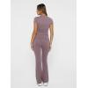 imageTrendy Queen Lounge Sets For Women 2 Piece Casual Y2K Outfits Short Sleeve Cropped Tops Fold Over Flare Pants TracksuitsNutmeg