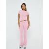 imageTrendy Queen Lounge Sets For Women 2 Piece Casual Y2K Outfits Short Sleeve Cropped Tops Fold Over Flare Pants TracksuitsPink