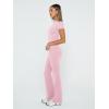 imageTrendy Queen Lounge Sets For Women 2 Piece Casual Y2K Outfits Short Sleeve Cropped Tops Fold Over Flare Pants TracksuitsPink