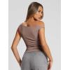 imageTrendy Queen Womens Off The Shoulder Tops Summer Shirts Going Out Crop Tank Top Y2K T Corset Tube Cute Fashion OutfitsCoffee Grey