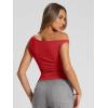 imageTrendy Queen Womens Off The Shoulder Tops Summer Shirts Going Out Crop Tank Top Y2K T Corset Tube Cute Fashion OutfitsRed