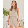 imageTrendy Queen Womens Summer 2 Piece Outfits Short Sets Matching Sleeveless Tank Top High Waisted Shorts with PocketsBeige