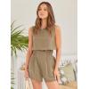 imageTrendy Queen Womens Summer 2 Piece Outfits Short Sets Matching Sleeveless Tank Top High Waisted Shorts with PocketsKhaki