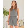 imageTrendy Queen Womens Summer 2 Piece Outfits Short Sets Matching Sleeveless Tank Top High Waisted Shorts with PocketsLightgrey