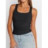 imageTrendy Queen Womens Tank Tops Square Neck Ribbed Sleeveless Basic Cute Going Out Tops Slim Fitted Summer Y2k ClothesBlack