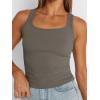 imageTrendy Queen Womens Tank Tops Square Neck Ribbed Sleeveless Basic Cute Going Out Tops Slim Fitted Summer Y2k ClothesCoffee Grey