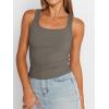 imageTrendy Queen Womens Tank Tops Square Neck Ribbed Sleeveless Basic Cute Going Out Tops Slim Fitted Summer Y2k ClothesCoffee Grey