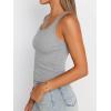 imageTrendy Queen Womens Tank Tops Square Neck Ribbed Sleeveless Basic Cute Going Out Tops Slim Fitted Summer Y2k ClothesGrey