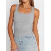 imageTrendy Queen Womens Tank Tops Square Neck Ribbed Sleeveless Basic Cute Going Out Tops Slim Fitted Summer Y2k ClothesGrey