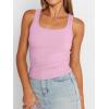 imageTrendy Queen Womens Tank Tops Square Neck Ribbed Sleeveless Basic Cute Going Out Tops Slim Fitted Summer Y2k ClothesPink