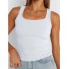 imageTrendy Queen Womens Tank Tops Square Neck Ribbed Sleeveless Basic Cute Going Out Tops Slim Fitted Summer Y2k ClothesWhite