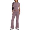 imageTrendy Queen Lounge Sets For Women 2 Piece Casual Y2K Outfits Short Sleeve Cropped Tops Fold Over Flare Pants TracksuitsNutmeg