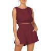 imageTrendy Queen Womens Summer 2 Piece Outfits Short Sets Matching Sleeveless Tank Top High Waisted Shorts with PocketsRed