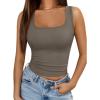 imageTrendy Queen Womens Tank Tops Square Neck Ribbed Sleeveless Basic Cute Going Out Tops Slim Fitted Summer Y2k ClothesCoffee Grey