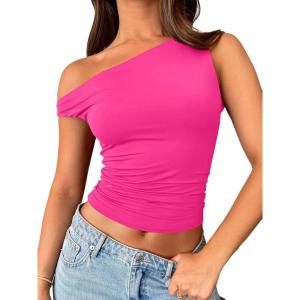 imageTrendy Queen Womens Off The Shoulder Tops Summer Shirts Going Out Crop Tank Top Y2K T Corset Tube Cute Fashion OutfitsBright Pink