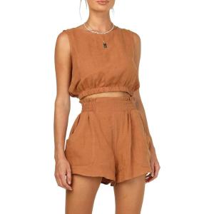imageTrendy Queen Womens Summer 2 Piece Outfits Short Sets Matching Sleeveless Tank Top High Waisted Shorts with PocketsLightbrown