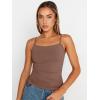 imageTrendy Queen Womens Summer Camisole Sleeveless Square Neck Tank Tops Basic ShirtBrown