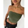 imageTrendy Queen Womens Tube Tops Strapless Crop Tops Basic Backless Sleeveless Bandeau Going Out Cute 2025 Summer OutfitsArmy Green
