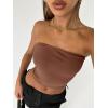 imageTrendy Queen Womens Tube Tops Strapless Crop Tops Basic Backless Sleeveless Bandeau Going Out Cute 2025 Summer OutfitsCoffee