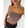 imageTrendy Queen Womens Tube Tops Strapless Crop Tops Basic Backless Sleeveless Bandeau Going Out Cute 2025 Summer OutfitsCoffee Grey