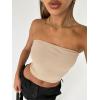 imageTrendy Queen Womens Tube Tops Strapless Crop Tops Basic Backless Sleeveless Bandeau Going Out Cute 2025 Summer OutfitsKhaki