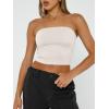 imageTrendy Queen Womens Tube Tops Strapless Crop Tops Basic Backless Sleeveless Bandeau Going Out Cute 2025 Summer OutfitsLight Apricot