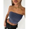 imageTrendy Queen Womens Tube Tops Strapless Crop Tops Basic Backless Sleeveless Bandeau Going Out Cute 2025 Summer OutfitsNavy