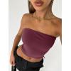 imageTrendy Queen Womens Tube Tops Strapless Crop Tops Basic Backless Sleeveless Bandeau Going Out Cute 2025 Summer OutfitsWine Red