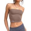 imageTrendy Queen Womens Tube Tops Strapless Crop Tops Basic Backless Sleeveless Bandeau Going Out Cute 2025 Summer OutfitsCoffee Grey