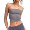 imageTrendy Queen Womens Tube Tops Strapless Crop Tops Basic Backless Sleeveless Bandeau Going Out Cute 2025 Summer OutfitsGray