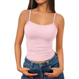imageTrendy Queen Womens Summer Camisole Sleeveless Square Neck Tank Tops Basic ShirtBaby Pink